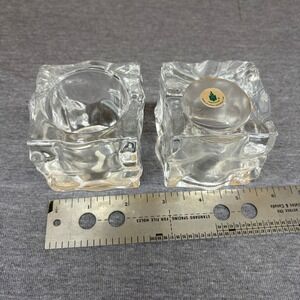 Partylite Glacier Pair Glass Votive Candle Holders Set